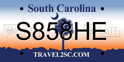 S858HE South Carolina License Plate