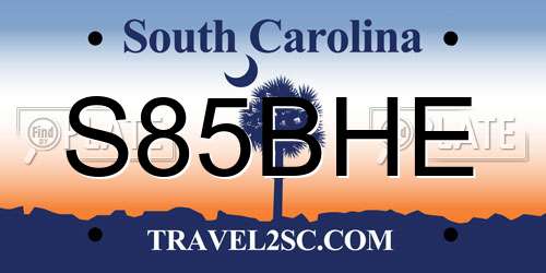S85BHE South Carolina License Plate
