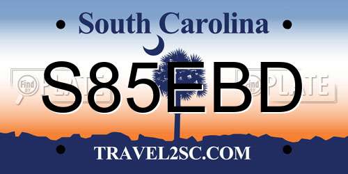 S85EBD South Carolina License Plate
