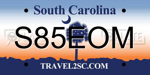 S85EOM South Carolina License Plate