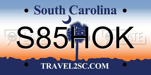 S85HOK South Carolina License Plate