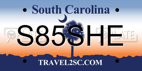 S85SHE South Carolina License Plate