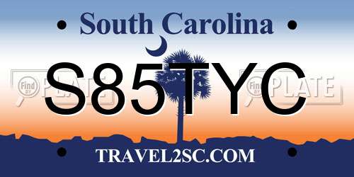 S85TYC South Carolina License Plate