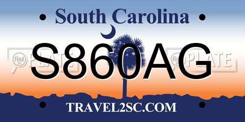 S860AG South Carolina License Plate