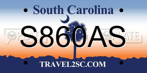 S860AS South Carolina License Plate