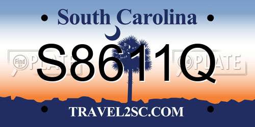 S8611Q South Carolina License Plate