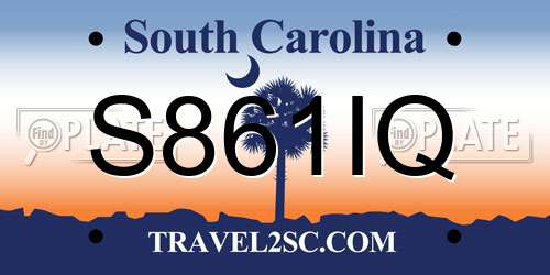 S861IQ South Carolina License Plate