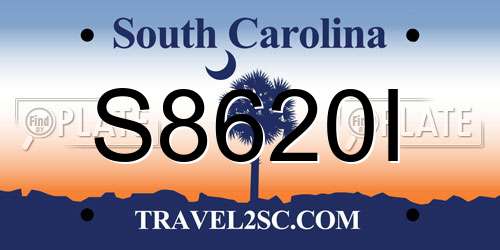 S8620I South Carolina License Plate
