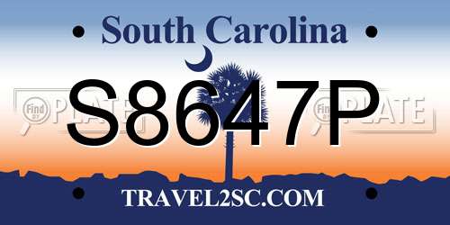 S8647P South Carolina License Plate
