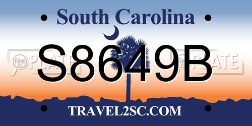 S8649B South Carolina License Plate
