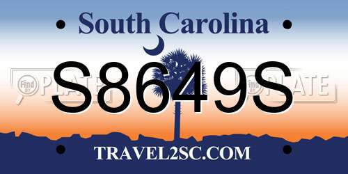 S8649S South Carolina License Plate