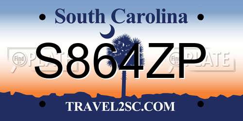 S864ZP South Carolina License Plate