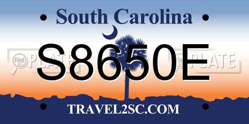 S8650E South Carolina License Plate