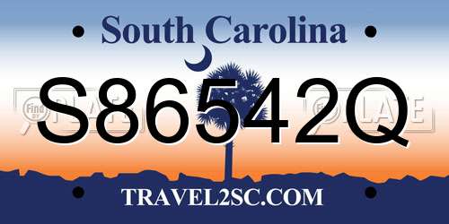 S86542Q South Carolina License Plate