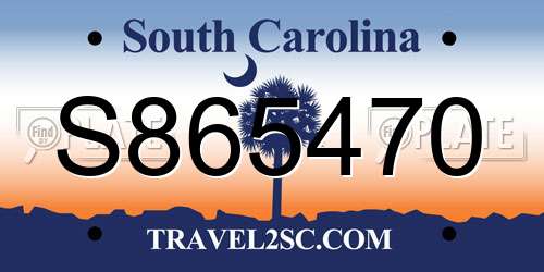 S865470 South Carolina License Plate