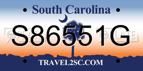 S86551G South Carolina License Plate