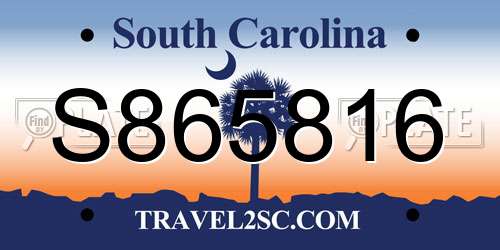 S865816 South Carolina License Plate