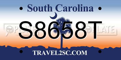 S8658T South Carolina License Plate