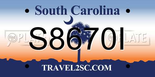 S8670I South Carolina License Plate
