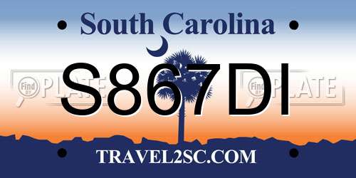 S867DI South Carolina License Plate