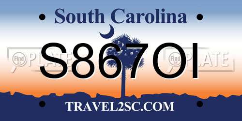 S867OI South Carolina License Plate