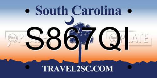 S867QI South Carolina License Plate