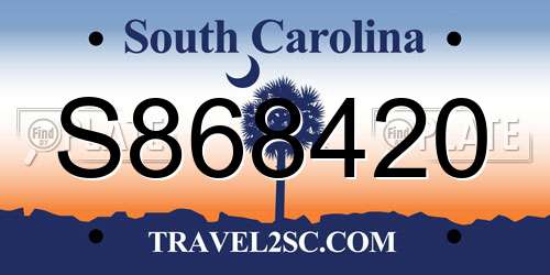 S868420 South Carolina License Plate