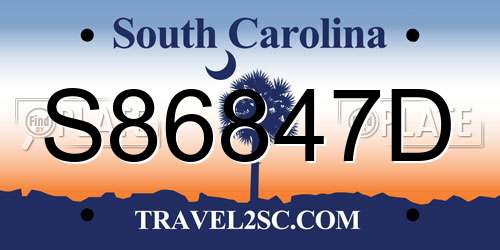 S86847D South Carolina License Plate