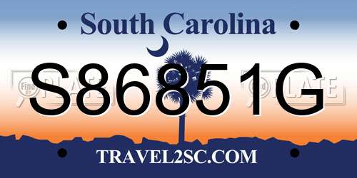 S86851G South Carolina License Plate