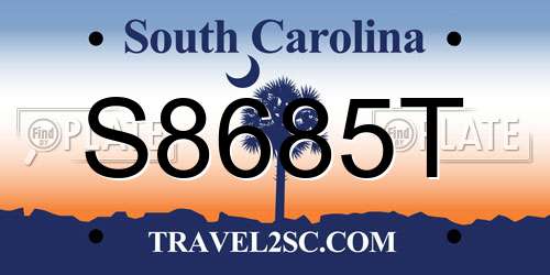 S8685T South Carolina License Plate