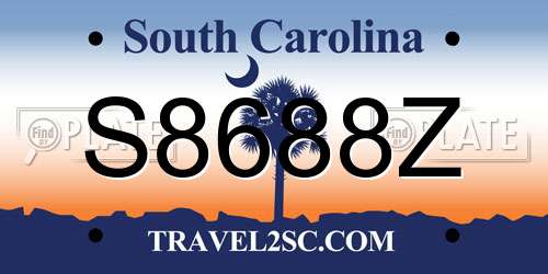 S8688Z South Carolina License Plate