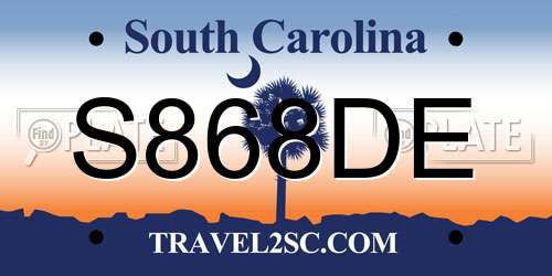 S868DE South Carolina License Plate