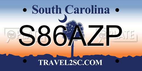 S86AZP South Carolina License Plate