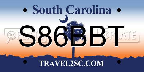 S86BBT South Carolina License Plate