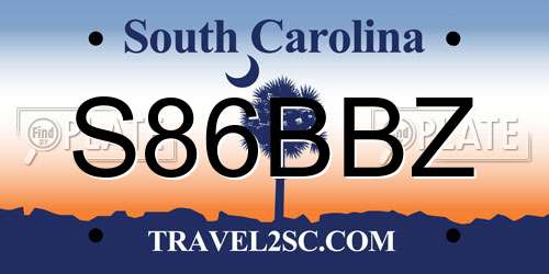 S86BBZ South Carolina License Plate