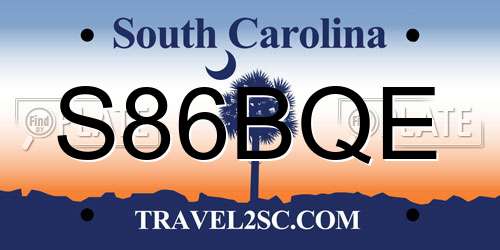 S86BQE South Carolina License Plate