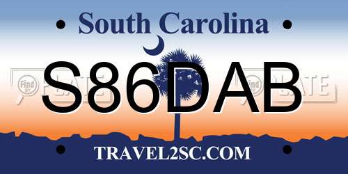 S86DAB South Carolina License Plate