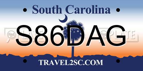 S86DAG South Carolina License Plate