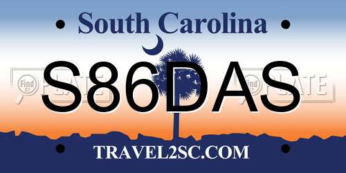 S86DAS South Carolina License Plate