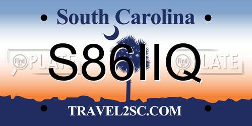 S86IIQ South Carolina License Plate