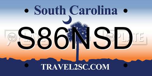 S86NSD South Carolina License Plate