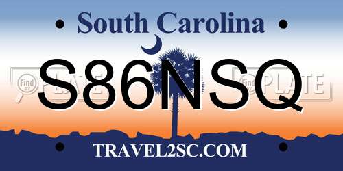 S86NSQ South Carolina License Plate