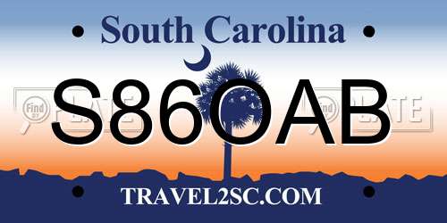 S86OAB South Carolina License Plate