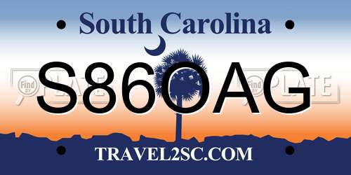 S86OAG South Carolina License Plate