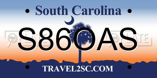 S86OAS South Carolina License Plate