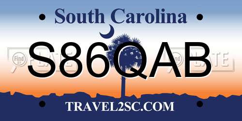S86QAB South Carolina License Plate