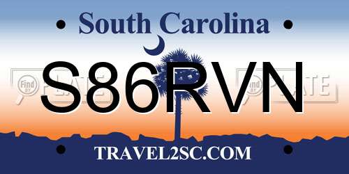 S86RVN South Carolina License Plate