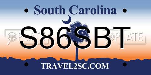 S86SBT South Carolina License Plate