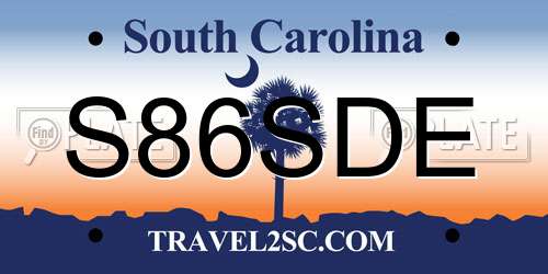 S86SDE South Carolina License Plate