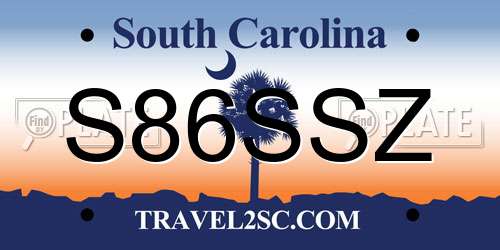 S86SSZ South Carolina License Plate